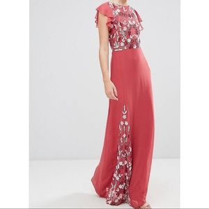Raspberry tall embellished maxi dress